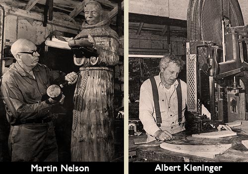 Archive photograph of Martin Nelson and Albert Kieninger at work.