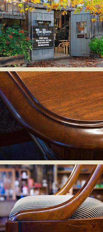 hotel website photographic collage of a fine furniture refinishing